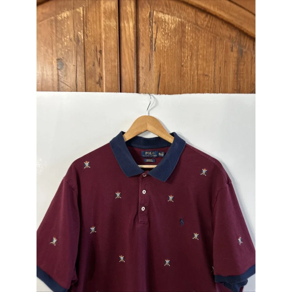 Polo Ralph Lauren Classic Fit Stretch Mesh Polo Shirt AOP Embroidered Crest XXL